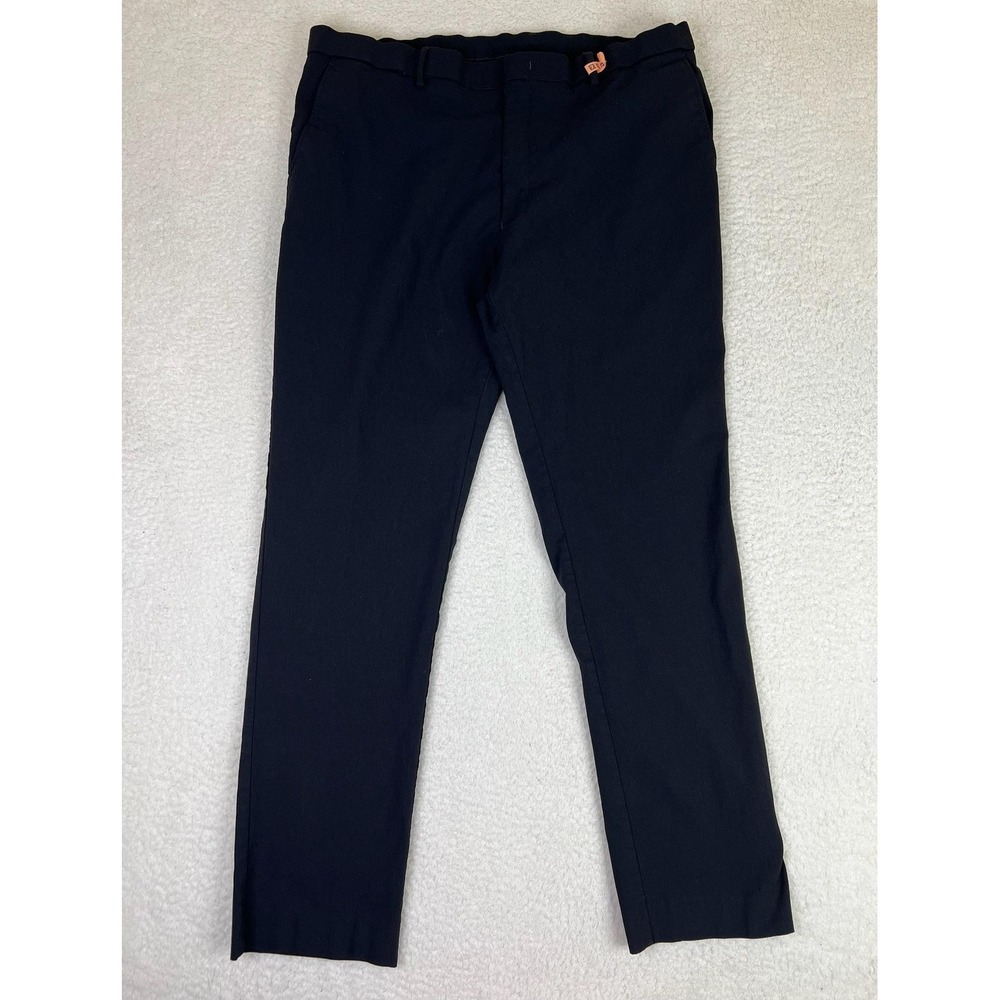 Tommy Hilfiger Mens 40x32 Black Dress Pants Flat Front Stretch Casual Office